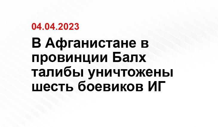 В Афганистане в провинции Балх талибы уничтожены шесть боевиков ИГ